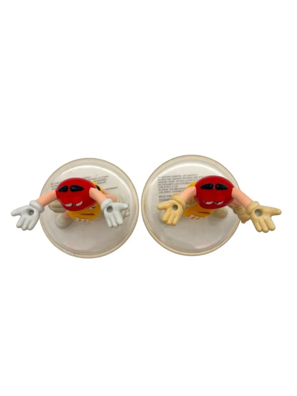 M&Ms Mars Red & Yellow Character Candy Dish & Lid & 2 Smaller Lids Collectible